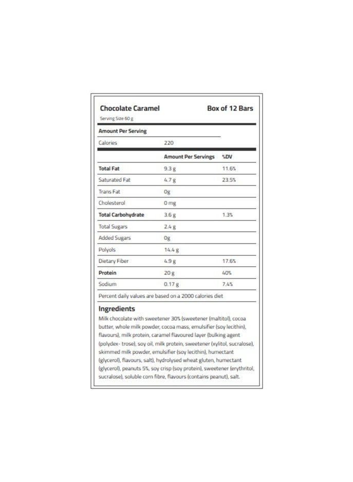 Laperva بار بروتين الفول السوداني - نكهة الشوكولاتة والكراميل - 20 جرام بروتين، منخفض الكربوهيدرات ومناسب لنظام الكيتو الغذائي، نباتي، محلى بمحليات طبيعية - علبة من 12 قطعة - Image 2
