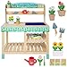 Svan Bloom  Grow Gardening Center Wooden Toy Indoor Playset Kids Easter Gift 22 Pc Garden Stand Set w Flowers Seed Packet Pots Shovel Rake Apron Watering Pot Interactive Fun Pretend Playtime Activity - Image 4