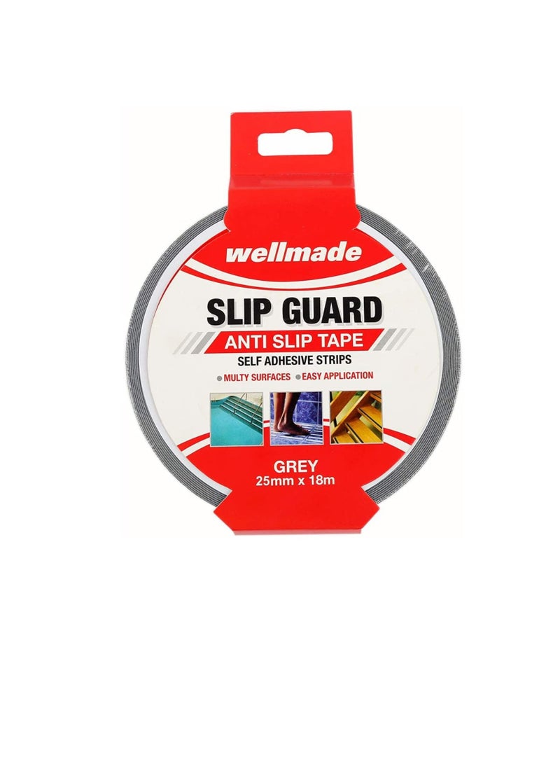 Wellmade Synthetic Fine Resilient Soft for Bare Feet Traction Anti Slip Skid Tapes 18m - Taiwan (1in, 25mm, Grey) - Image 1