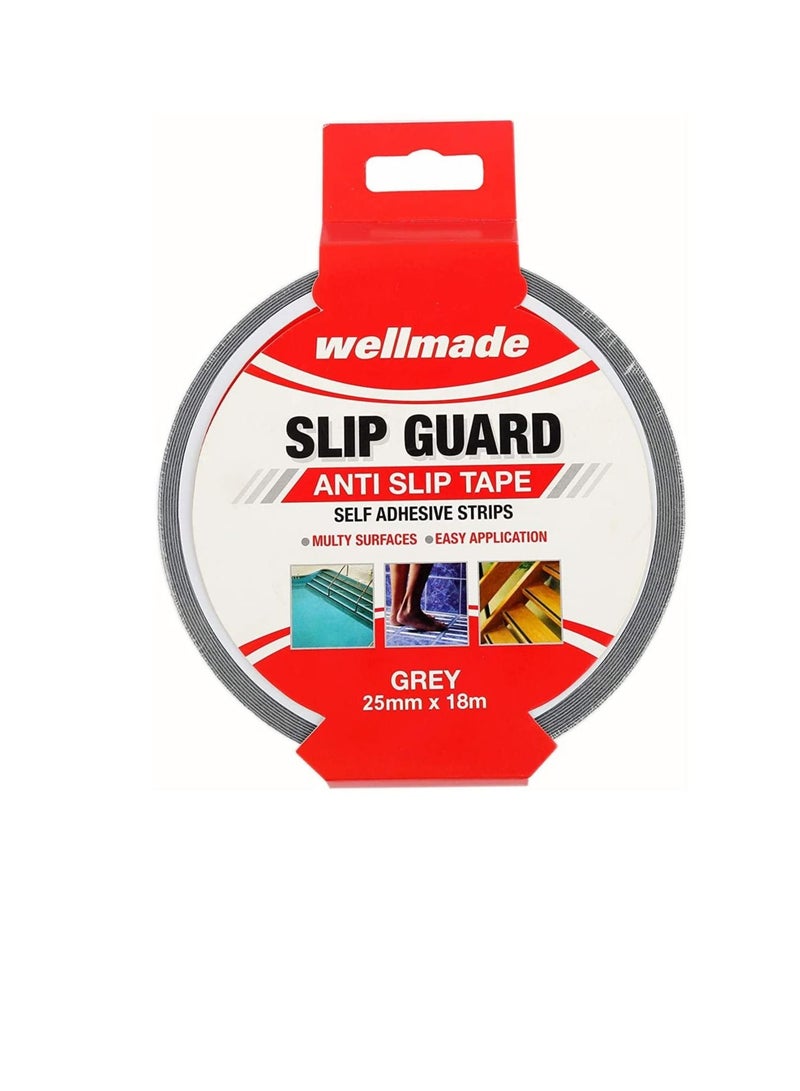 Wellmade Synthetic Fine Resilient Soft for Bare Feet Traction Anti Slip Skid Tapes 18m - Taiwan (1in, 25mm, Grey) - Image 2