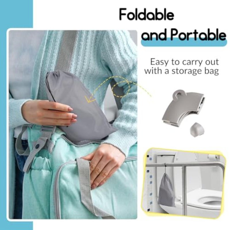 Foldaway Travel Potty Training Seat with Storage Bag, Portable Non-Slip Toilet Trainer with Splash Guard for Toddlers, Travel Potty Seat for Toddler and Kid Fits Round and Oval Toilets, Non-Slip Suction - Image 5