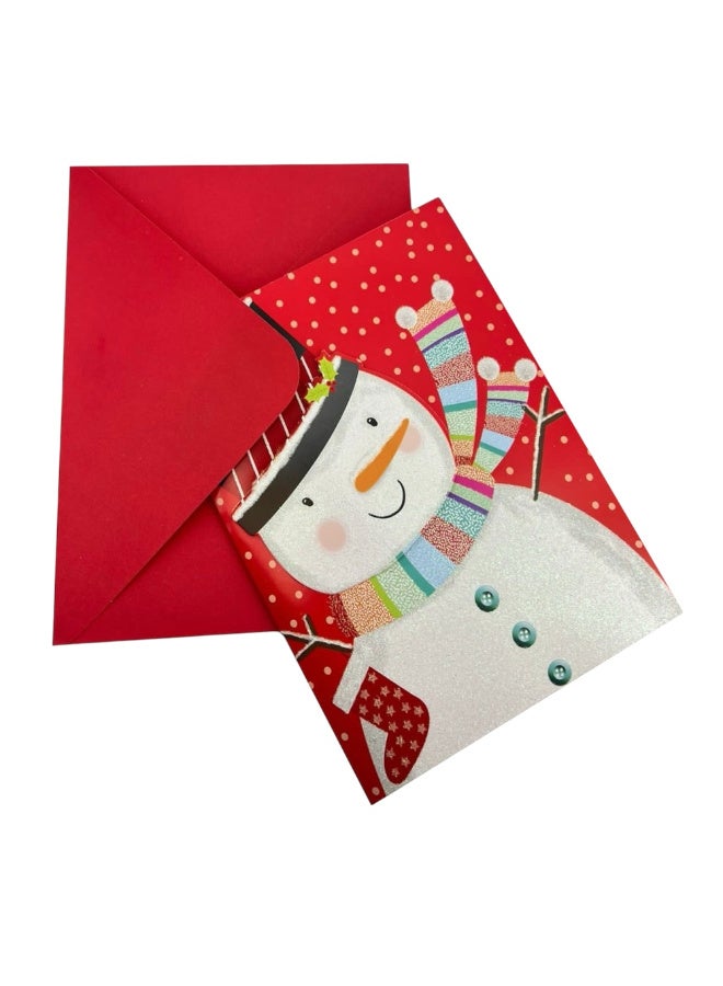 3D Musical Christmas Card with Red Envelope Light Up, Large Merry Xmas Greeting Message, Jingle Bells Sound for Kids Children him her Girls Boys, Snowman - Image 1
