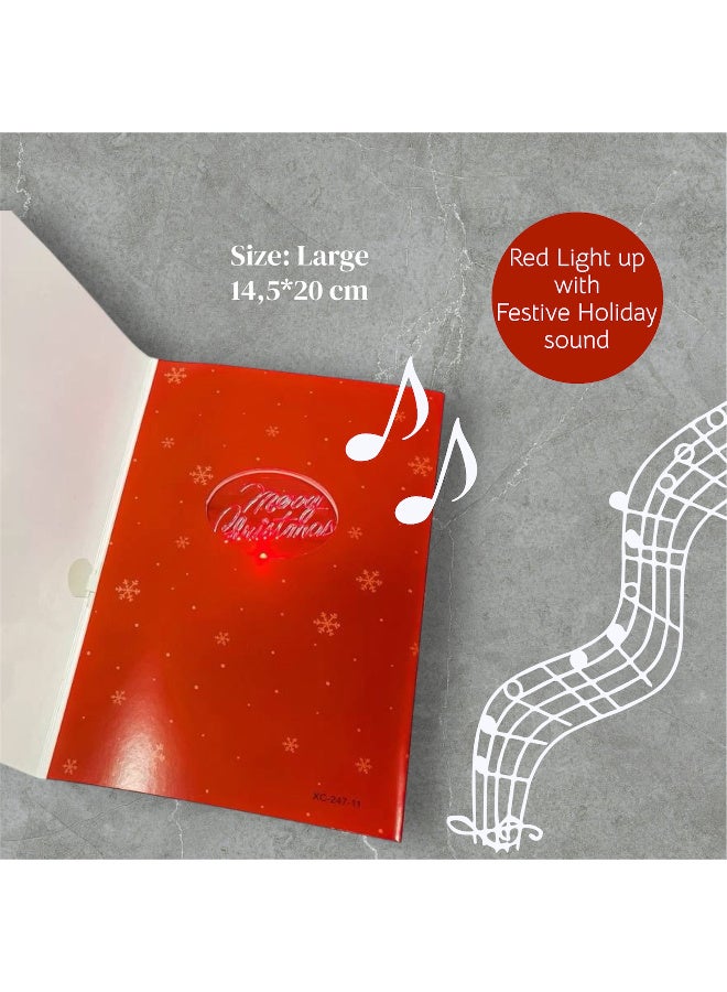 3D Musical Christmas Card with Red Envelope Light Up, Large Merry Xmas Greeting Message, Jingle Bells Sound for Kids Children him her Girls Boys, Snowman - Image 2