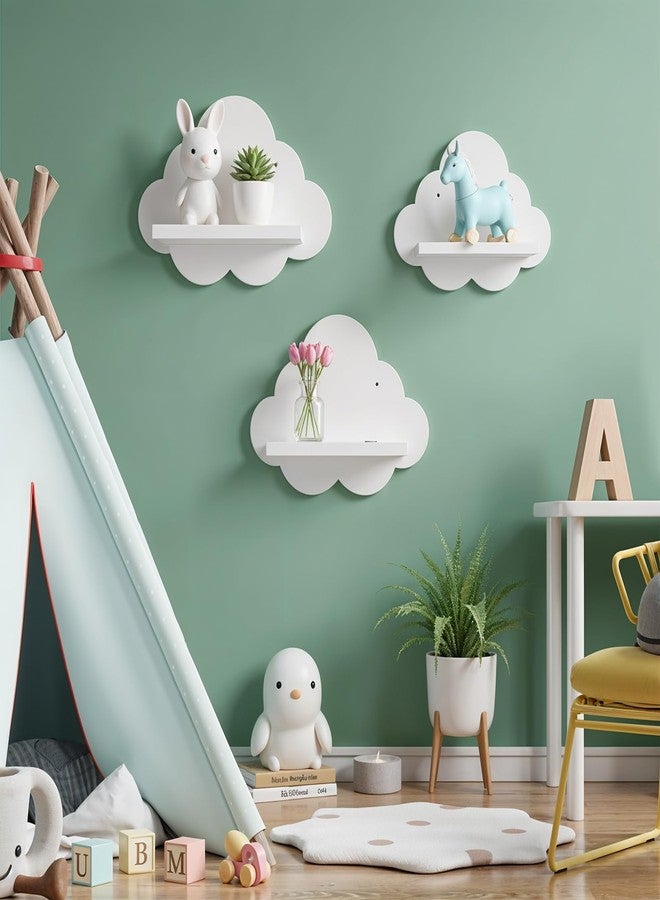 AojSup 3 Pcs Floating Cloud Shelves for Wall White Wavy Small Floating Shelves for Bathroom Living Room Bedroom Corner Nursery Decor - Image 4