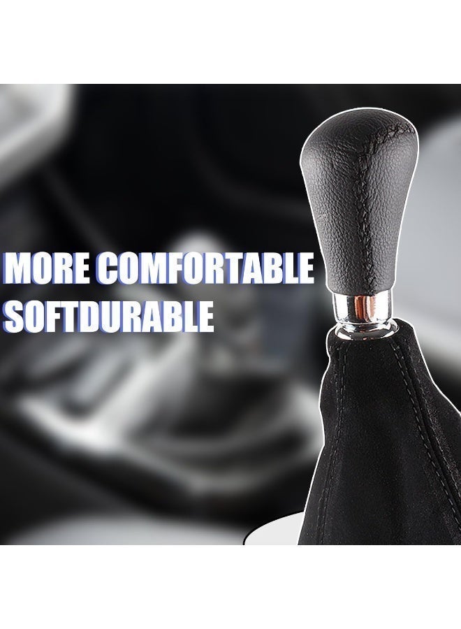 Chabeia Car Shift Boot Cover, suede Shift Knob Dust Cover, Manual/Auto Shifter Boot Sleeve Replacement, Handbrake Gaiter Boot Dust Cover Car Interior Accessories (Black with blue stitching) - Image 5