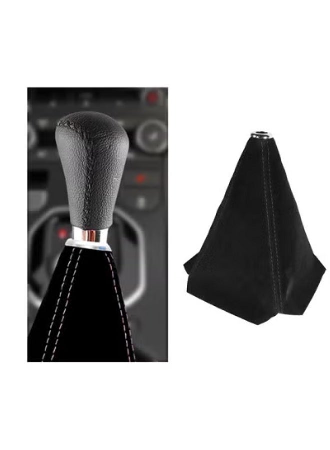 Chabeia Car Shift Boot Cover, suede Shift Knob Dust Cover, Manual/Auto Shifter Boot Sleeve Replacement, Handbrake Gaiter Boot Dust Cover Car Interior Accessories (Black with blue stitching) - Image 1