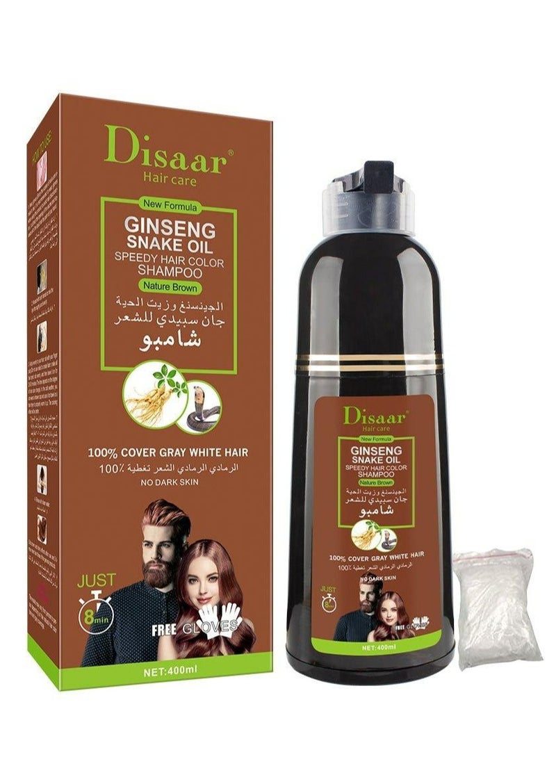 Disaar Ginseng And Snake Oil Natural Brown Hair Dye Shampoo 400 ml - Image 1