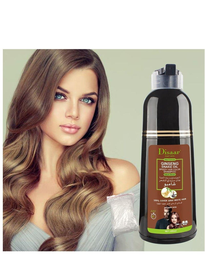 Disaar Ginseng And Snake Oil Natural Brown Hair Dye Shampoo 400 ml - Image 2