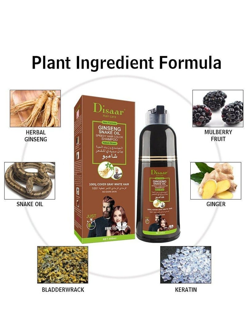 Disaar Ginseng And Snake Oil Natural Brown Hair Dye Shampoo 400 ml - Image 5