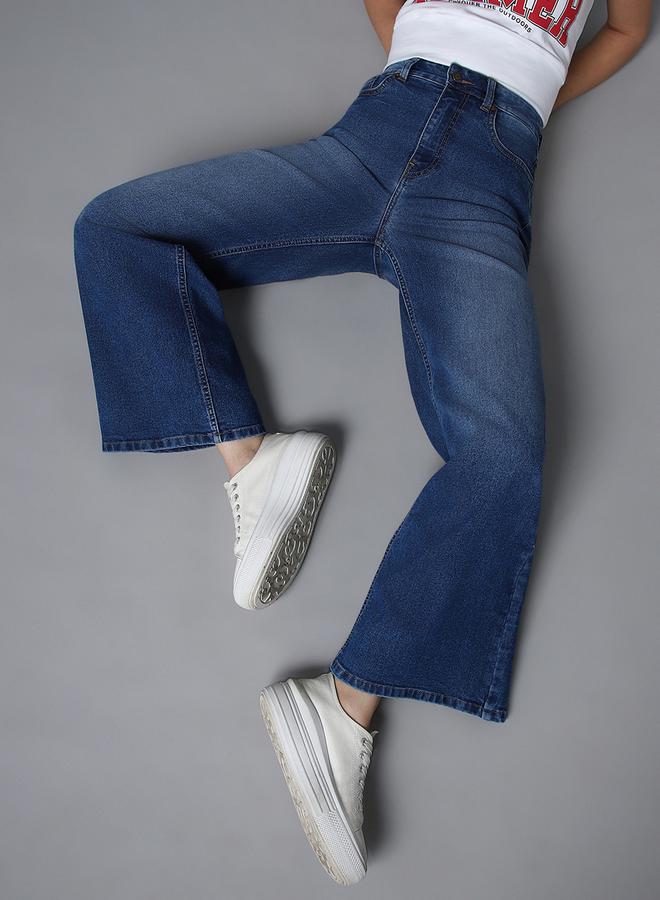 HIGH STAR High Rise Dark Wash Wide Leg Jeans - Image 1