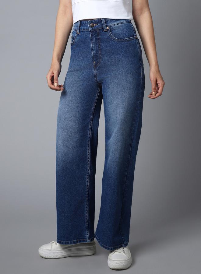 HIGH STAR High Rise Dark Wash Wide Leg Jeans - Image 3