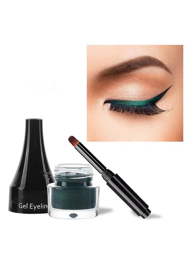 MAEPEOR Gel Eyeliner 10 Colors Smooth Cream Matte Eyeliner Gel Longlasting Waterproof and Smudgeproof High Pigment Eyeliner with Brush (07 Green) - Image 1