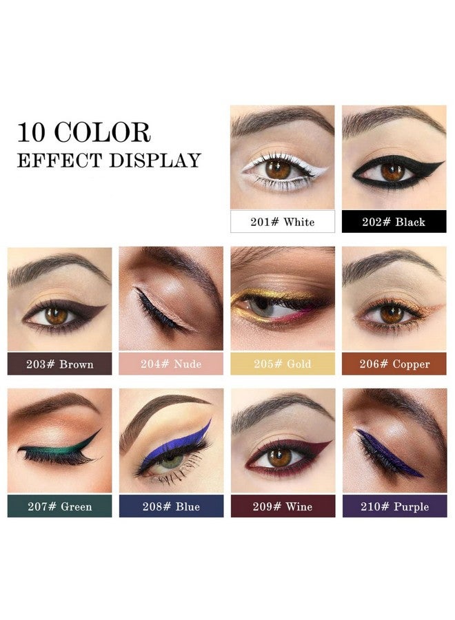 MAEPEOR Gel Eyeliner 10 Colors Smooth Cream Matte Eyeliner Gel Longlasting Waterproof and Smudgeproof High Pigment Eyeliner with Brush (07 Green) - Image 3