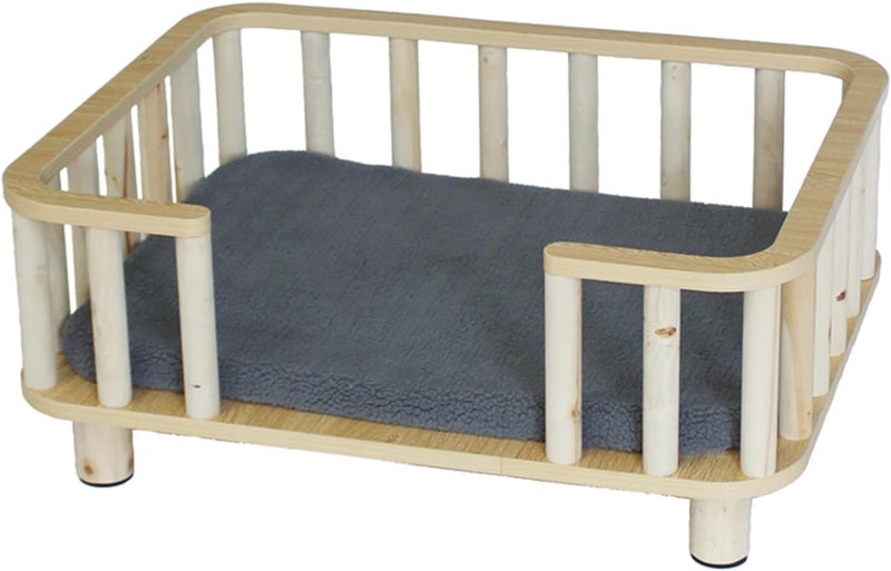 Dog Bed Elevated Dog Kennel with Railing & Mattress, Removable Wood Frame Pet Cot Bed Heavy Duty, Thickened Pet Furniture for Extra Large Breed (Color : Style 2, Size : XL) (Style 2 Med - Image 1