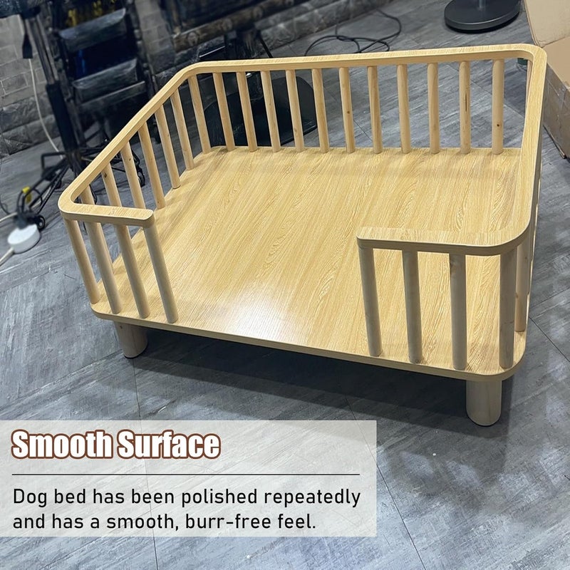 Dog Bed Elevated Dog Kennel with Railing & Mattress, Removable Wood Frame Pet Cot Bed Heavy Duty, Thickened Pet Furniture for Extra Large Breed (Color : Style 2, Size : XL) (Style 2 Med - Image 4
