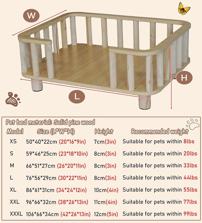 Dog Bed Elevated Dog Kennel with Railing & Mattress, Removable Wood Frame Pet Cot Bed Heavy Duty, Thickened Pet Furniture for Extra Large Breed (Color : Style 2, Size : XL) (Style 2 Med - Image 5