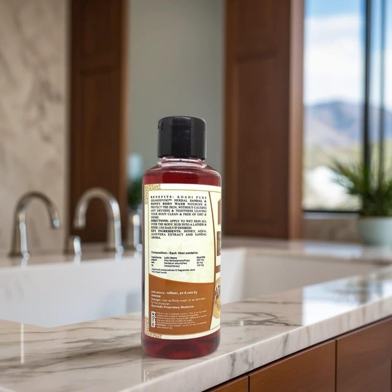 Khadi غسول الجسم بالعسل والورد والصندل من خادي، 210 مل (عبوة من 2) - Image 3