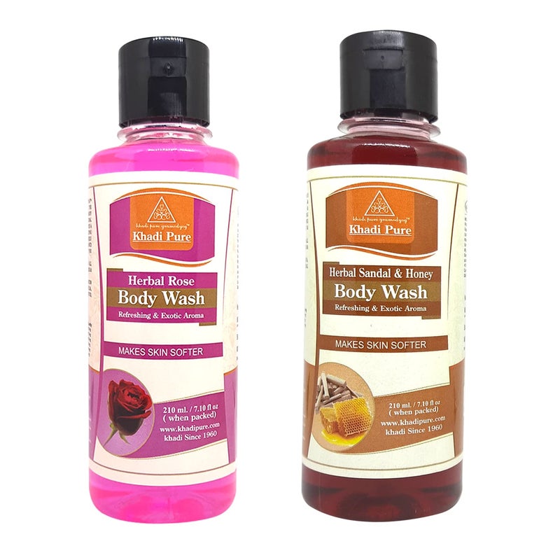 Khadi غسول الجسم بالعسل والورد والصندل من خادي، 210 مل (عبوة من 2) - Image 1