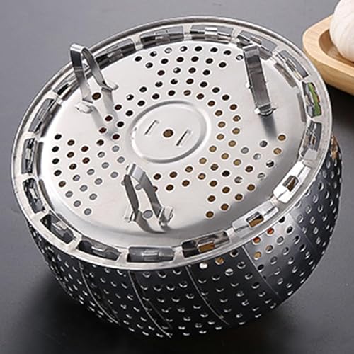 GaxQuly Stainless Steel Vegetable Fruit Steamer Punching Food Drain Bowl Basket, Steamer for Cooking Vegetables, Momos, Veggie, Fish, Seafood, Fruits, Fits Various Pot Sizes - Dishwasher Safe Fits Various Size Pot (Stainless Steel, Extra Large) - Image 3