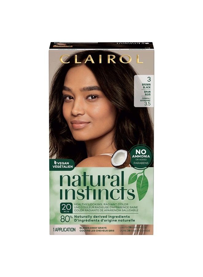 CLAIROL Natural Instincts Demi-Permanent Hair Dye, 3 Brown Black Hair Color, Pack of 1 - Image 1
