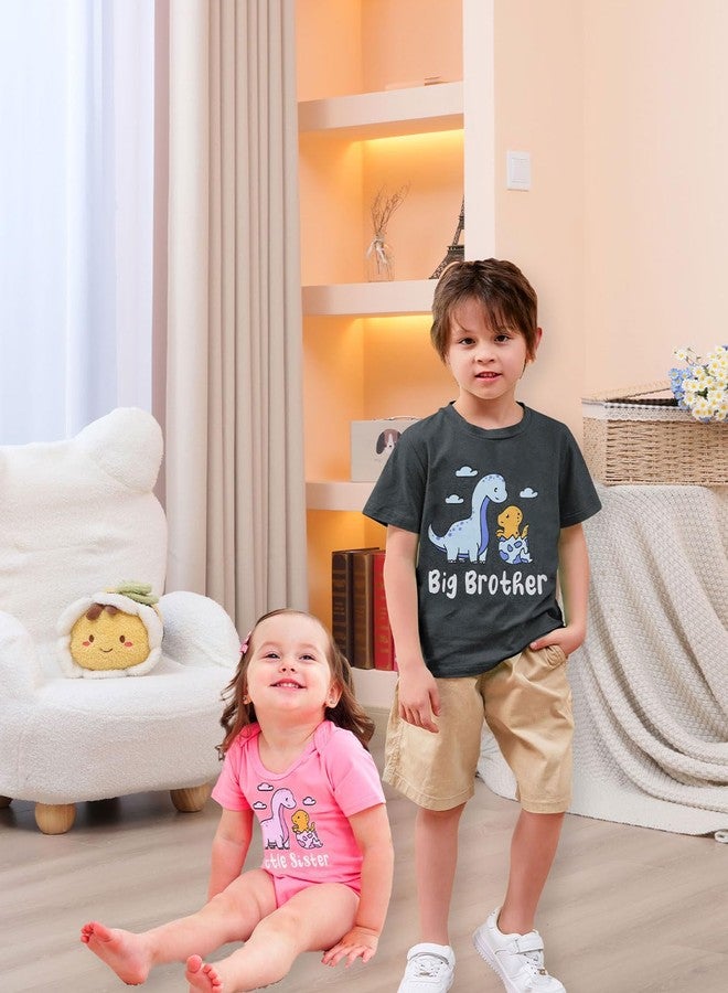 Funnycokid زي متطابق للأخ الكبير والأخت الصغيرة Funnycokid قميص للأطفال حديثي الولادة إعلان مولود جديد رومبر للبنات ديناصور 3T 0-3 أشهر - Image 2