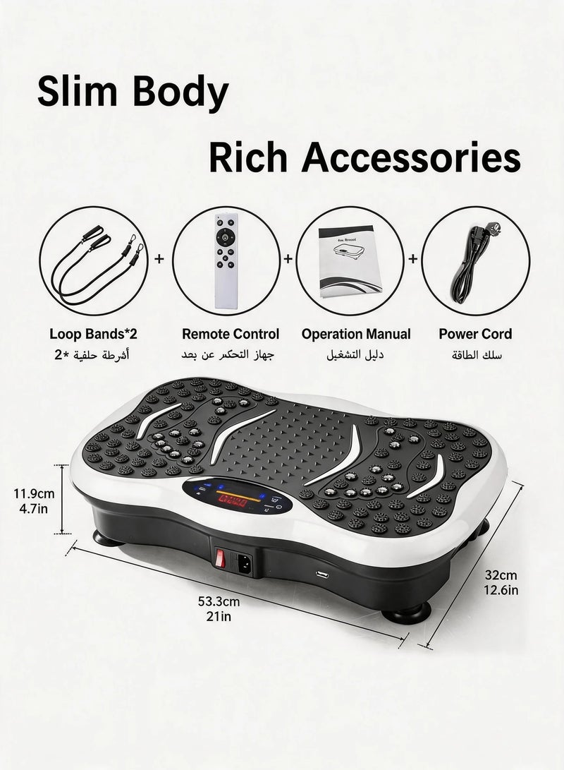 Jourvent Vibration Plate Exercise Machine, Full-Body Slimming & Fat Burning Platform, 150kg Load Bearing – Bluetooth Music, Remote Control & 2 Resistance Bands - Image 2