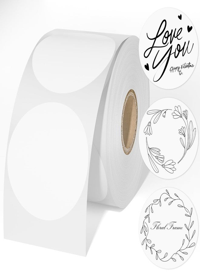 CLASSY Circle Thermal Sticker Labels, 2" Thermal Stickers, Multi-Purpose Round Direct Thermal Labels for Name Tag, Small Business Labeling, Inventory and Color Coding, 750 Labels/1 Roll,White - Image 1