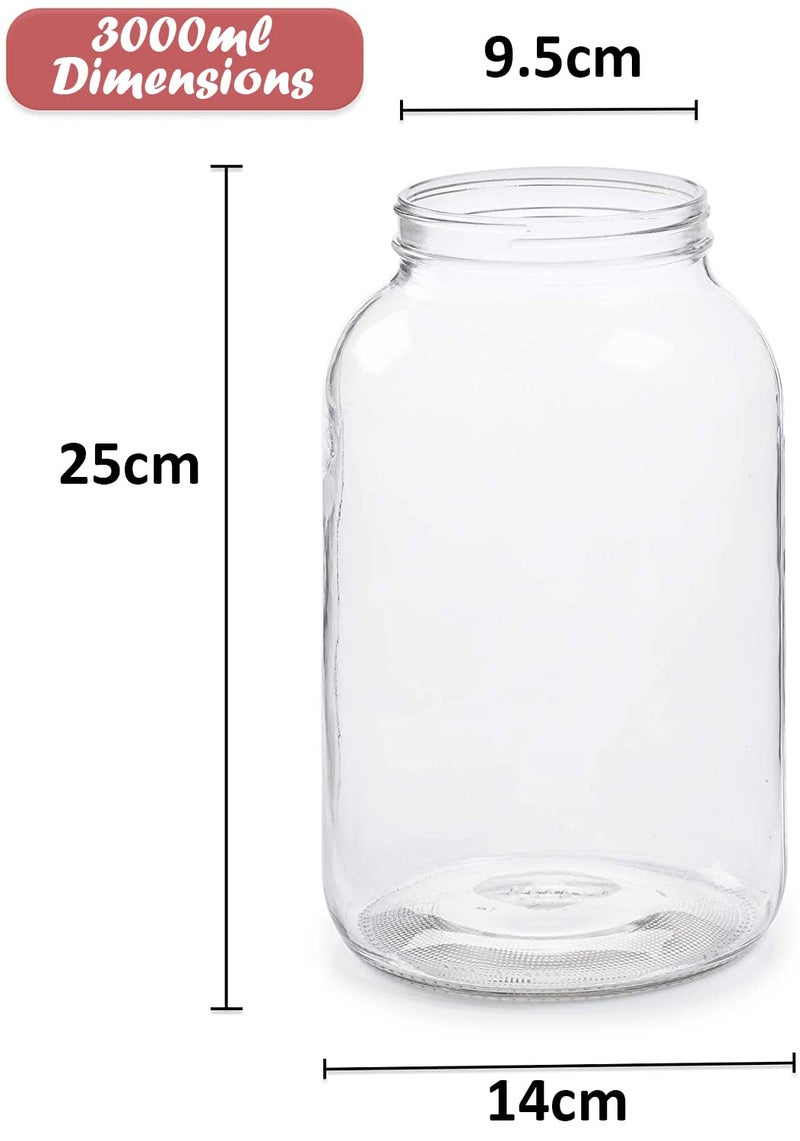 Brezzycloud Piraml Glass Round Shape Transparent Glass Jars & Containers for Kitchen Pantry, Snacks,Dry Fruits, Coffee Beans Storage with Red Color Plastic Lid (Set Of 2) (3000ml Round Red Cap) - Image 4