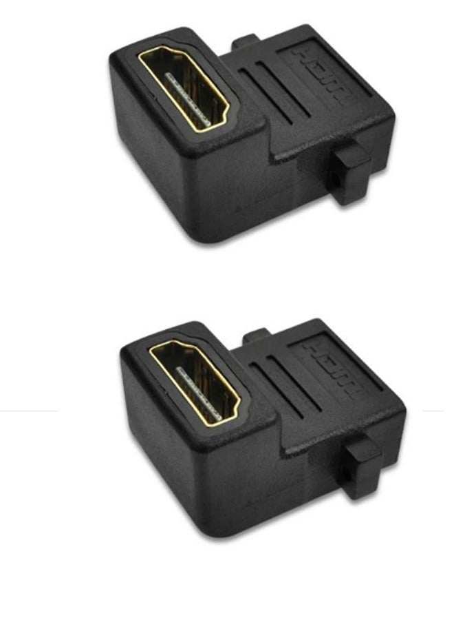 Pack of 2 HDMI to HDMI Female 90 Degree Right Angle Adapter Connector Coupler for HDTV - Image 1