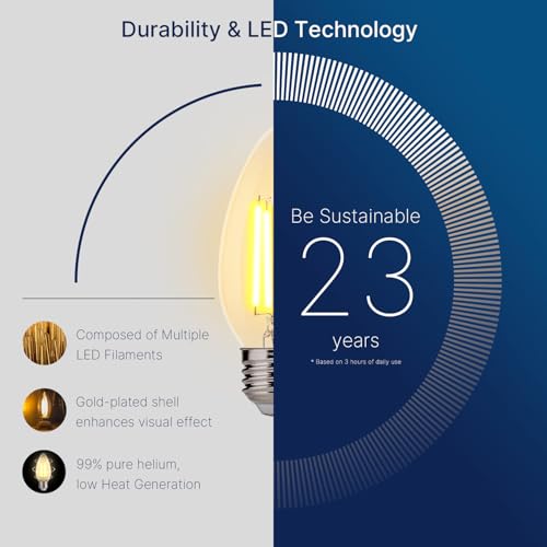 FLSNT 40W Equivalent LED Chandelier Light Bulbs, Dimmable Amber LED B11 E26 Candelabra Base Bulbs, 2200K Warm White, 330LM, 6 Pack UL,CA65 Listed. - Image 3