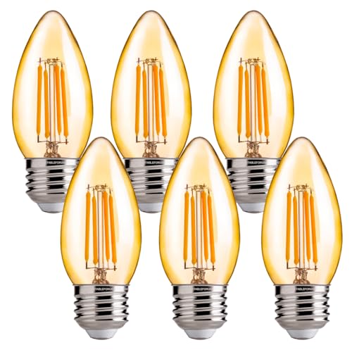 FLSNT 40W Equivalent LED Chandelier Light Bulbs, Dimmable Amber LED B11 E26 Candelabra Base Bulbs, 2200K Warm White, 330LM, 6 Pack UL,CA65 Listed. - Image 1