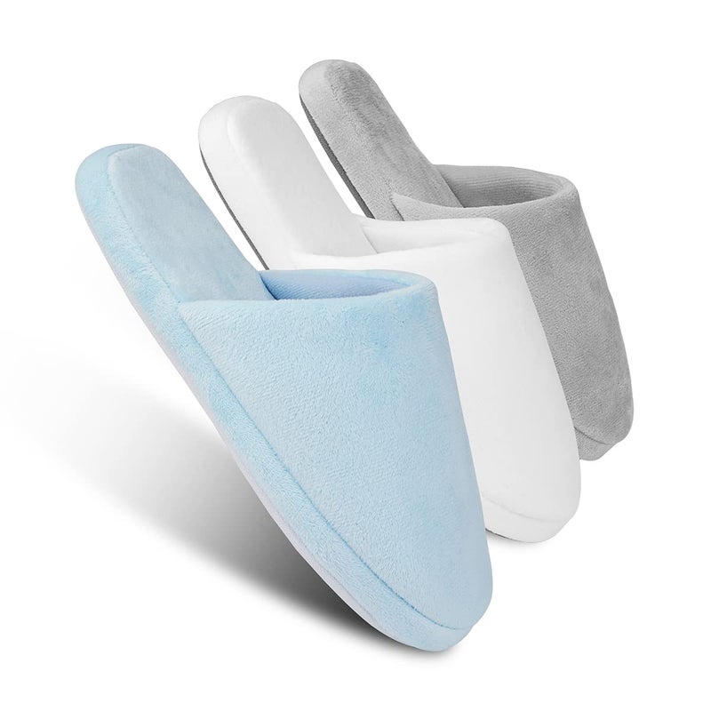 Tlizzz7 Tlizzz7 3-Pair Luxury Spa Slippers - Cotton Memory Foam Non-slip Closed Toe Washable Slippers for Hotel Guest Travel Bride Women and Men - Image 1