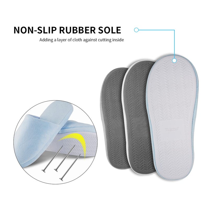 Tlizzz7 Tlizzz7 3-Pair Luxury Spa Slippers - Cotton Memory Foam Non-slip Closed Toe Washable Slippers for Hotel Guest Travel Bride Women and Men - Image 4