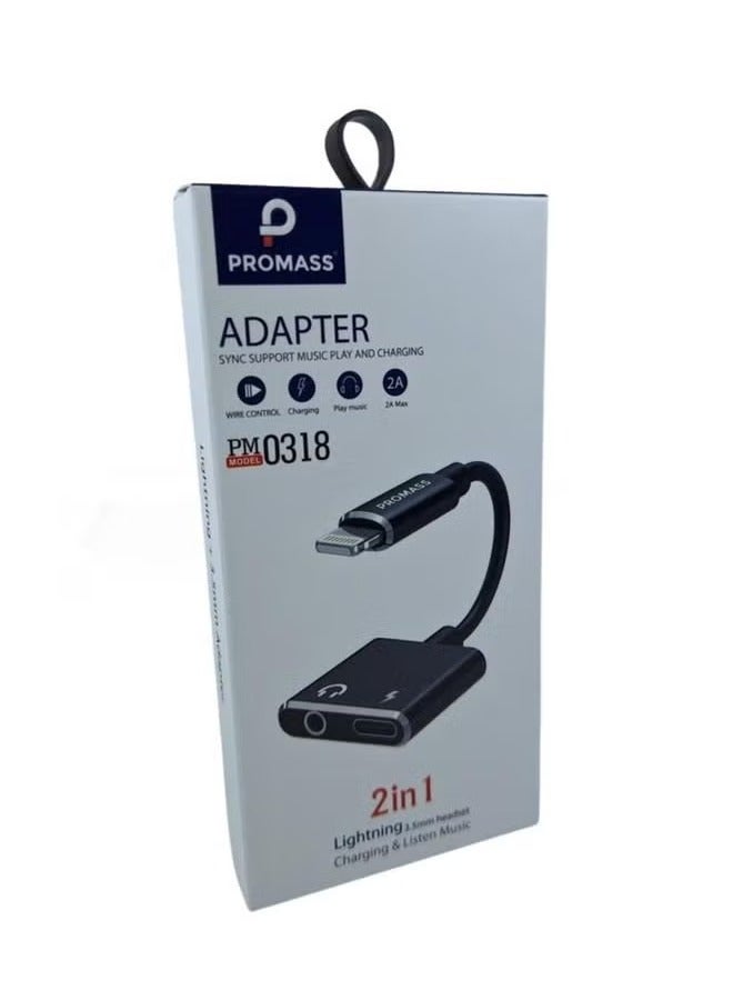 PROMASS 2 in 1 3.5mm Earphone Jack and Charging Lightning Adapter Compatible with iPhone PM0318 - Image 2