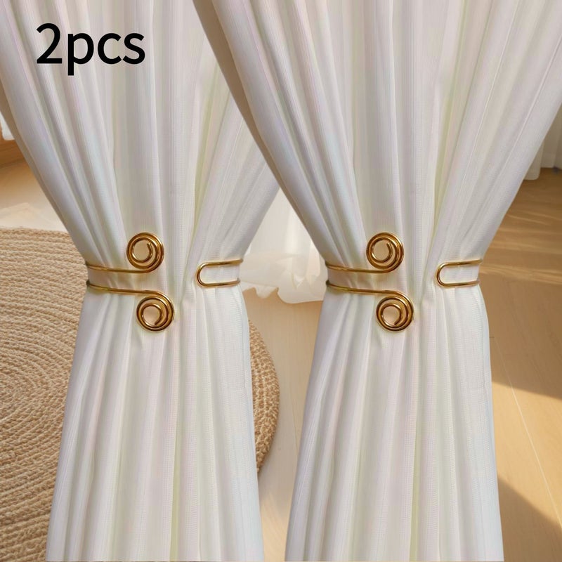 Golden Metal Curtain Clips 2pcs for Window Tiebacks and Straps Decorative Set - Image 1