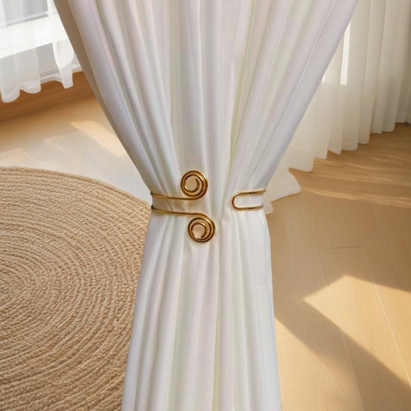 Golden Metal Curtain Clips 2pcs for Window Tiebacks and Straps Decorative Set - Image 5