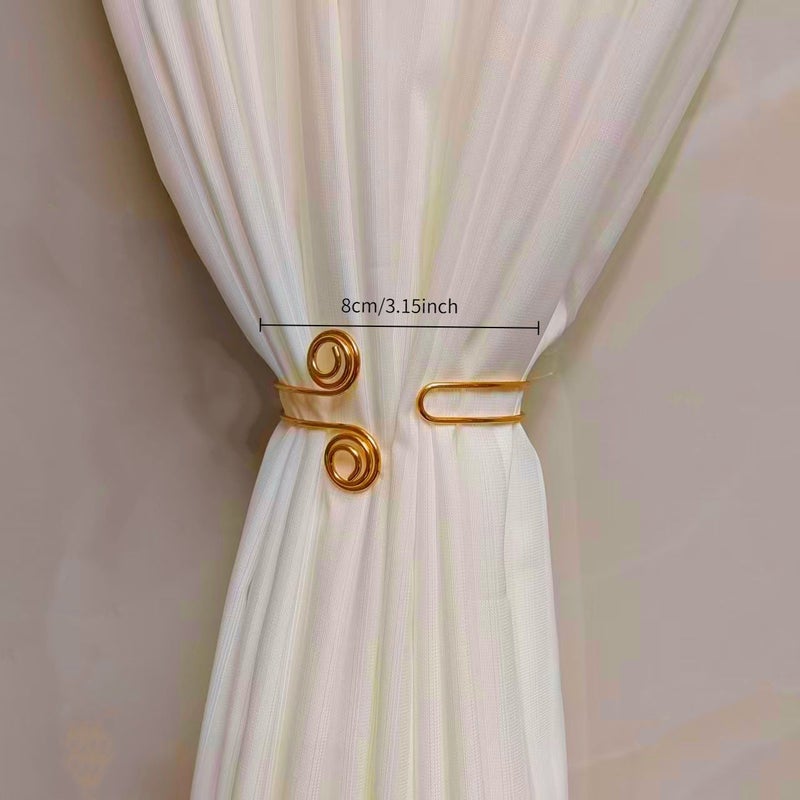 Golden Metal Curtain Clips 2pcs for Window Tiebacks and Straps Decorative Set - Image 3