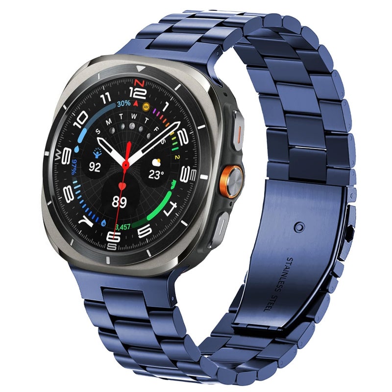 DEALELE Starp Compatible with Samsung Galaxy Watch Ultra 47mm 20252024 No Gap Stainless Steel Metal Replacement Bands for Galaxy Watch Ultra 27 Ultra 47mm Women Men Blue - Image 2
