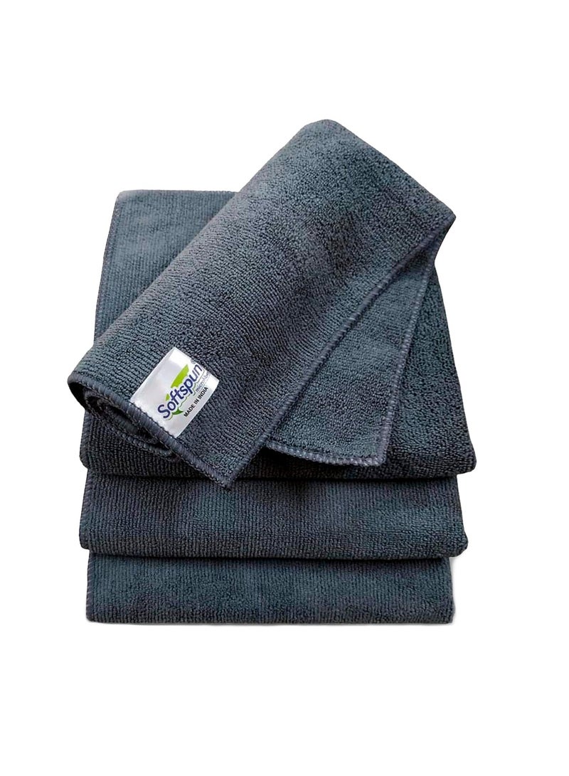 SOFTSPUN Microfiber Cloth - 4 pcs - 40x40 cms - 340 GSM Grey! Thick Lint & Streak-Free Multipurpose Cloths - Automotive Microfibre Towels for Car Bike Cleaning Polishing Washing & Detailing. - Image 1