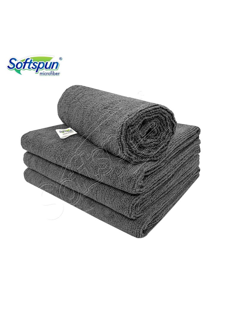SOFTSPUN Microfiber Cloth - 4 pcs - 40x40 cms - 340 GSM Grey! Thick Lint & Streak-Free Multipurpose Cloths - Automotive Microfibre Towels for Car Bike Cleaning Polishing Washing & Detailing. - Image 2