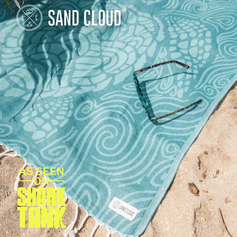 Sand Cloud Turkish Beach Towel - Sand Free - 100% Organic Turkish Cotton Yarn - Quick Dry Towel for Beach, Picnic, Blanket or Bath Towel - As Seen on Shark Tank - Marine Life (Swirl Turtle) - Image 2