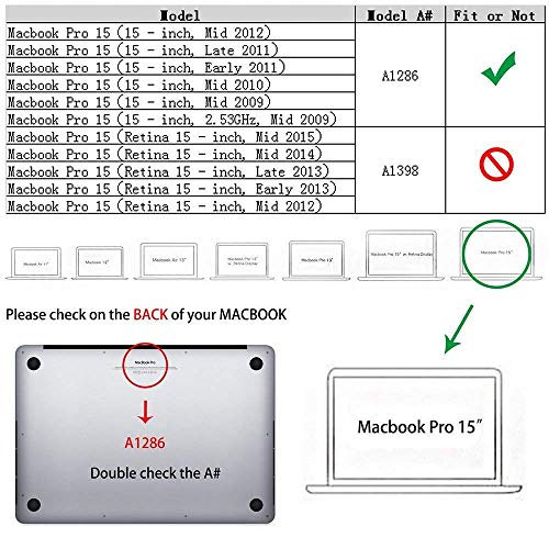 RUBAN Case Compatible with Old MacBook Pro 15 inch 2011 2010 2009 Release A1286, Plastic Hard Case Shell and Keyboard Cover for Older Version MacBook Pro 15 Inch with CD-ROM - Black - Image 2