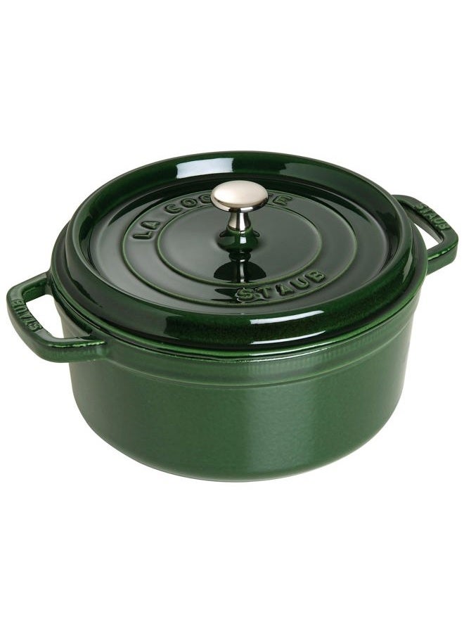 STAUB 1003977 Cast Iron Roaster/Cocotte, Round, 26 cm, 5 L, Basil/Green - Image 1