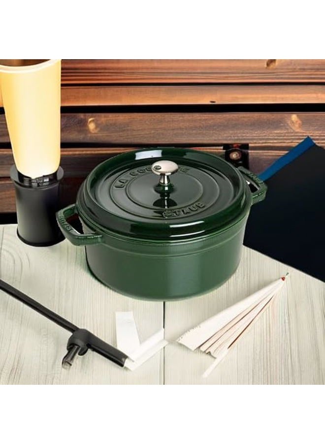 STAUB 1003977 Cast Iron Roaster/Cocotte, Round, 26 cm, 5 L, Basil/Green - Image 5