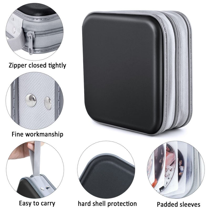 Bivisen CD Case, DVDS Wallet Holder, CD/DVD Case Wallet 40 Discs Heavy Duty Bag Binder Storage Booklet Album (Black) - Image 2