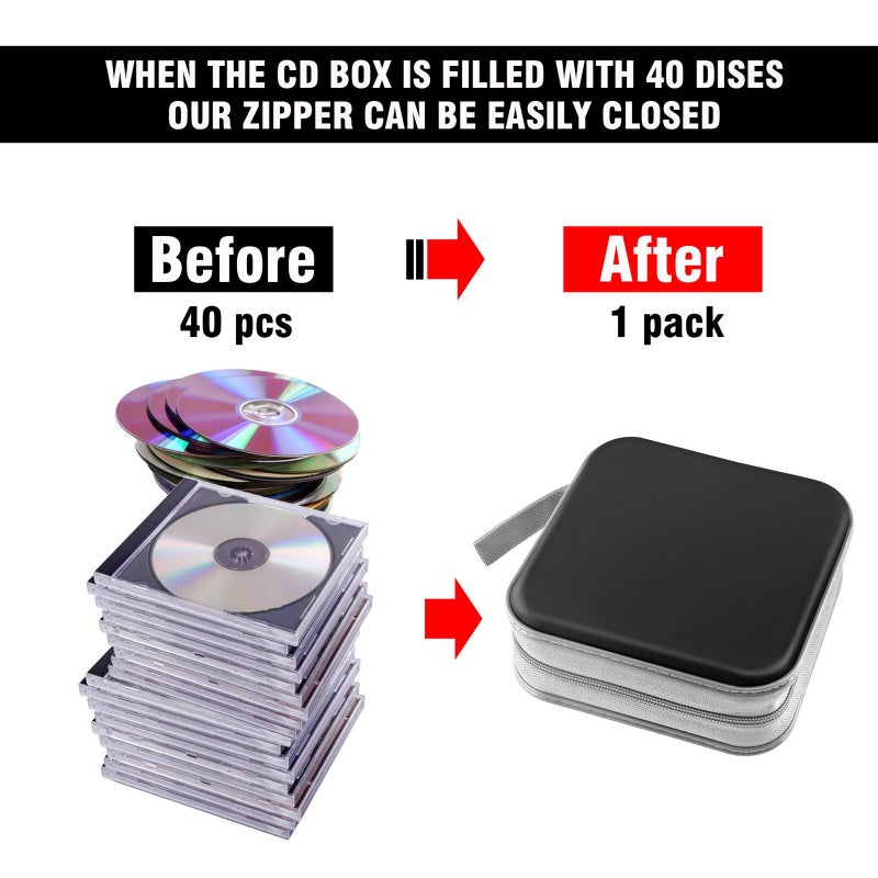 Bivisen CD Case, DVDS Wallet Holder, CD/DVD Case Wallet 40 Discs Heavy Duty Bag Binder Storage Booklet Album (Black) - Image 4