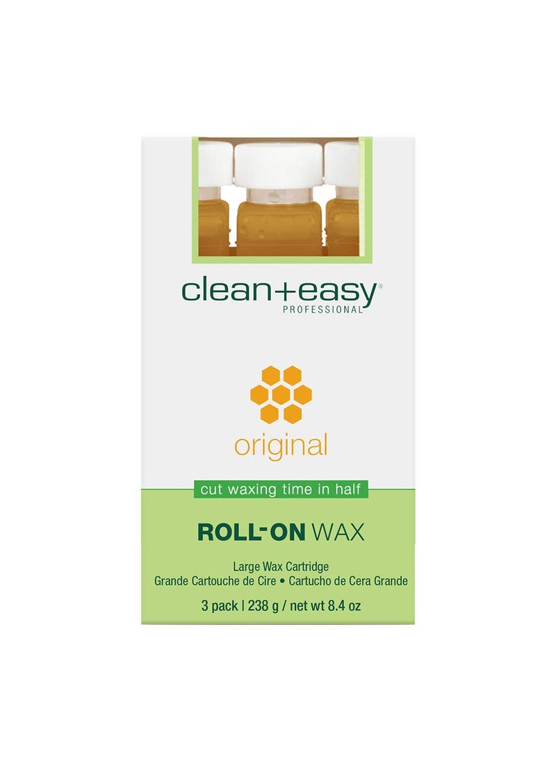 Clean + Easy - Clean + Easy Large Original Roll On Wax Refill for Wax Cartridge, Hygienic Depilatory Hair Removal Treatment, Removes Fine to Coarse Hairs, Perfect for Delicate Skin - 3 Packs - Image 1