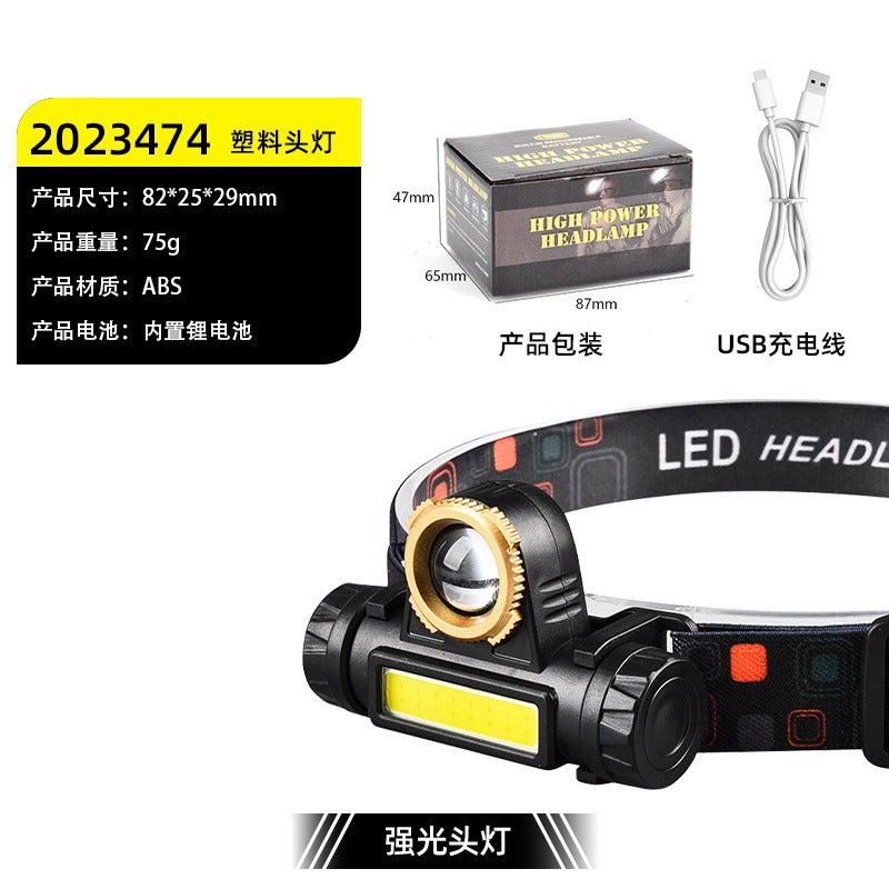 Outdoor Led Mini Ultra-Light Strong Light Headlamp Floodlight Night Fishing Hiking Miner Lamp Running Camping Headlamp Factory Batch [zoom dual lights] plastic headlight internal electric set 2023474