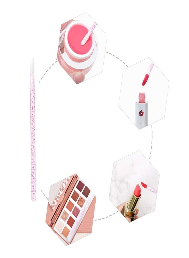 Elisel 100 Pcs Disposable Crystal Lip Brushes Make Up Lip Brushes Lipstick Lip Gloss Wands Eyeshadow Brushes Applicator Tool Makeup Beauty Tool Kits (Rose) - Image 5