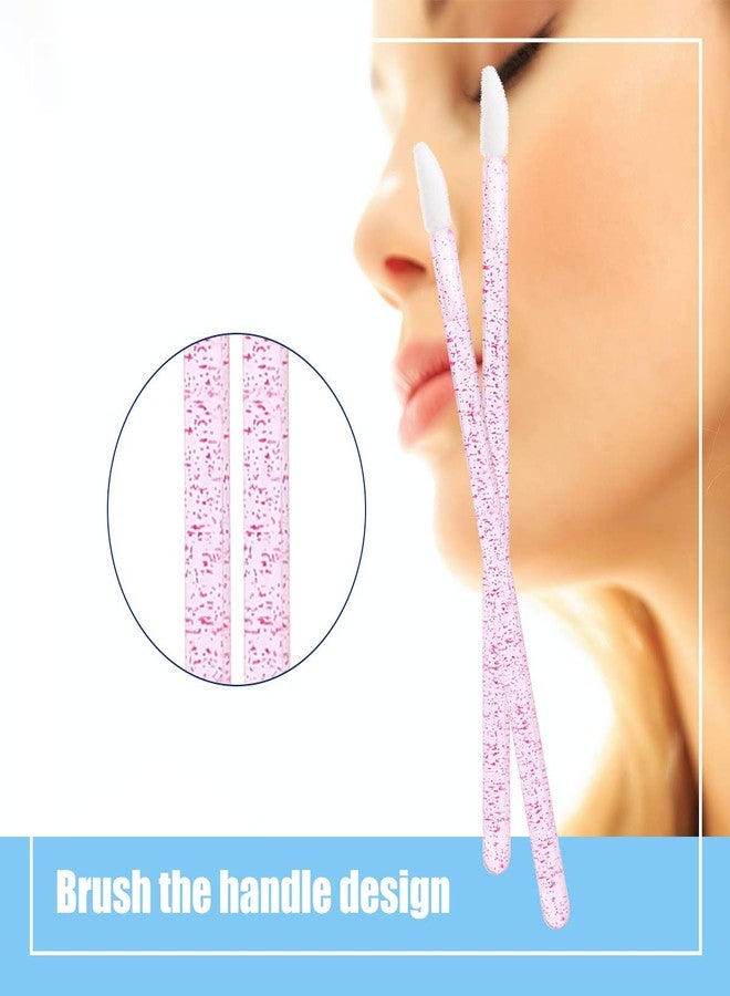 Elisel 100 Pcs Disposable Crystal Lip Brushes Make Up Lip Brushes Lipstick Lip Gloss Wands Eyeshadow Brushes Applicator Tool Makeup Beauty Tool Kits (Rose) - Image 4